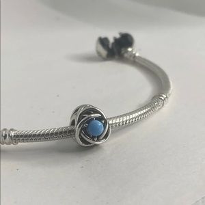 Authentic Pandora S925 December Turquoise Blue Eternity Circle Charm 790064#12